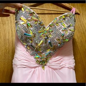 Blush Prom Chiffon Dress Size 4/6 with Beaded Sweetheart Neckline
